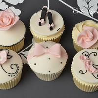 Black, pink and ivory cupcakes