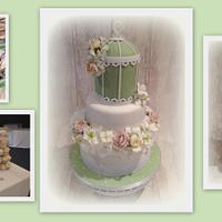 Birdcage wedding cake and cupcakes