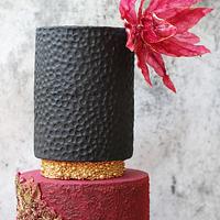 Marsala and black wedding cake