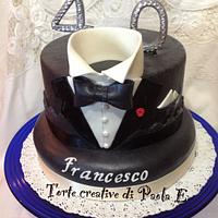Tuxedo cake, 40th birthday cake. Torta smoking x i 40 anni.