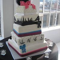 Wedding Cake 5 Tiers NYC Theme and Skyline