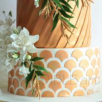 Auric Utopia- Gold and White Wedding Cake