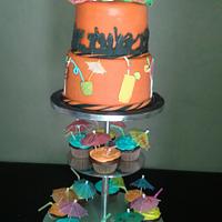 tropical coctail party 40th birthday cake