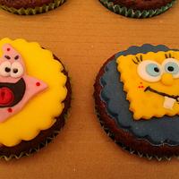 Sponge Bob and Patrick Starfish fondant cupcakes.