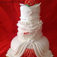 red and white ruffles cake