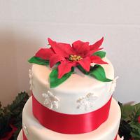 Winter poinsettia wedding cake