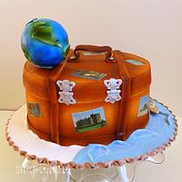 Suitcase travels cake