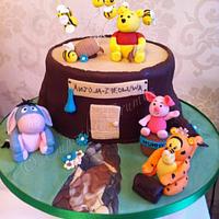 Winnie The Pooh Tree Trunk 1st Birthday Cake