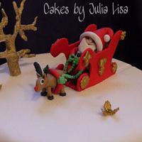Santa & his sleigh Christmas Cake