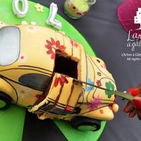 Beetle flower car cake