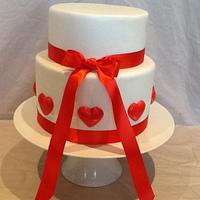 Red Hearts Engagement Cake