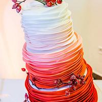 Autumn Ombre Wedding Cake with Rose Hips