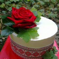 Bulgarian cake with folk motifs