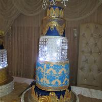 Royal Blue Gold wedding cake