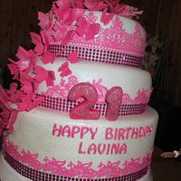Hot Pink 21st Birthday Princess Cake