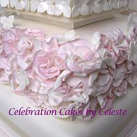 Flowers and pearls wedding cake