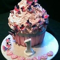 giant cupcake with butterflies