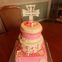 Pinked out Christening Cake