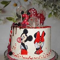 Hand painted Mickey Mouse cake