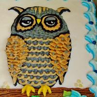 Owl buttercream sheet cake