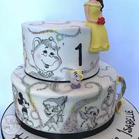 Painted character cake 