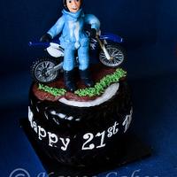 Tyre and bike 21st Birthday Cake