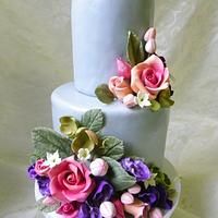 Petite Wedding Cake with sugar flowers
