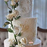 Climbing  Roses Wedding Cake