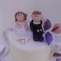 Calla Lily Wedding Cake with Sculpted Bride & Groom
