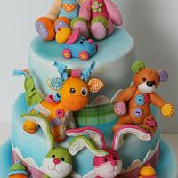Baptism cake with toys