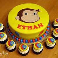 Curious George Cake with Matching Cupcakes