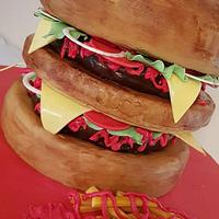 Burger and chips cake 