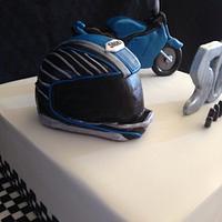 Honda Motorcycle and Shoei helmet 50th birthday cake
