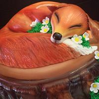 Napping Fox Birthday Cake