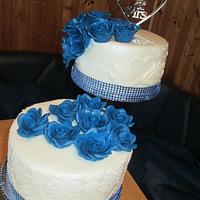 Blue white Wedding Cake