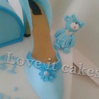 girls 21st birthday shoe, bag & teddy cake