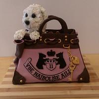 Dog in a handbag cake