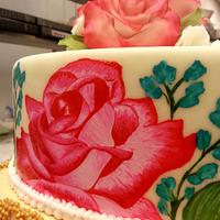 Wedding cake - hand painted roses