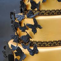 Lace butterflies wedding cake