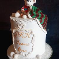 Polar bear 1st birthday cake