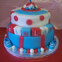 Red white and blue cake