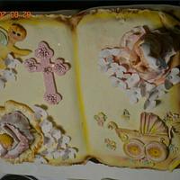 baptism book cake
