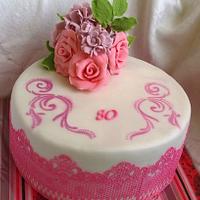 Pink birthday cake.