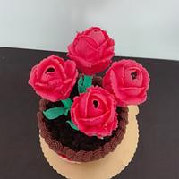 Roses pot cake