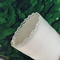 White Wafer Paper  Lace Wedding Cake. 