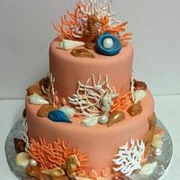Coral seashell cake