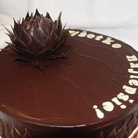 Chocolate cake with chocolate flower