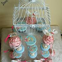 Vintaged themed 18th with broaches, birdcages and lovebirds