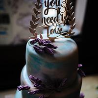 Rustic watercolour wedding cake