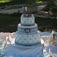 Christening cake and sweet table for baby boy 